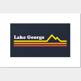 Lake George NY Retro Vintage Style Mountains Posters and Art